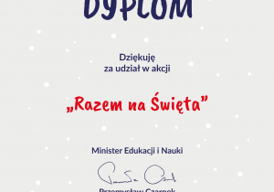Dyplom za udział w akcji Razem na święta