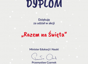 Dyplom za udział w akcji Razem na święta