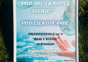 "Podaruj kroplę siebie" - przedszkolne podsumowanie akcji charytatywnej.