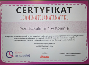 Przedszkole nr 4 ,, Biały konik'' w Koninie #20minutdlaMATEMATYKI