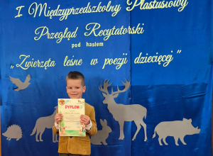 Udział w I Międzyprzedszkolnym Plastusiowym Przeglądzie Recytatorskim pod hasłem „Zwierzęta leśne w poezji dziecięcej”